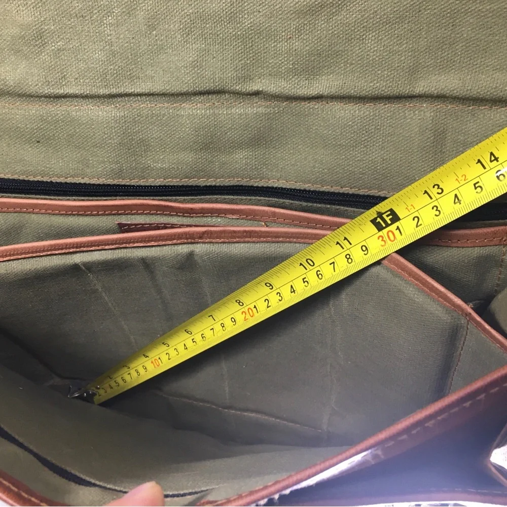 Vtg Waxed Leather Brown School Messenger Briefcase Shoulder Bag Computer Laptop
